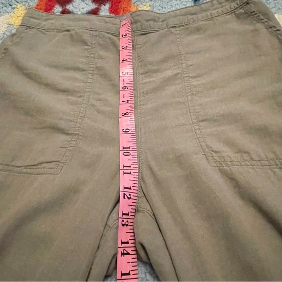 H&M Linen Blend Wide Leg Capri Pants Dark Green Women’s Sz M Elastic Waistband - Picture 5 of 8